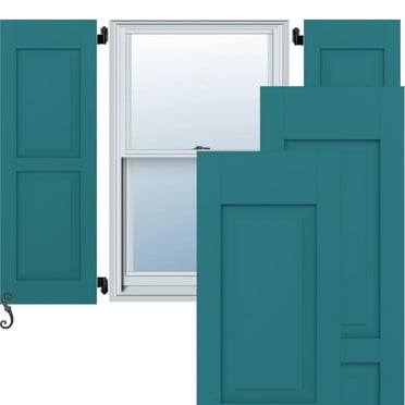 12"W x 76"H Americraft Two Equal Raised Panel Exterior Real Wood Shutters (Per Pair), Antigua