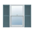 thumbnail image 1 of 12"W x 76"H Lifetime Vinyl, Custom Straight Top Center Mullion, Open Louver Shutters, Wedgewood Blue, 1 of 15
