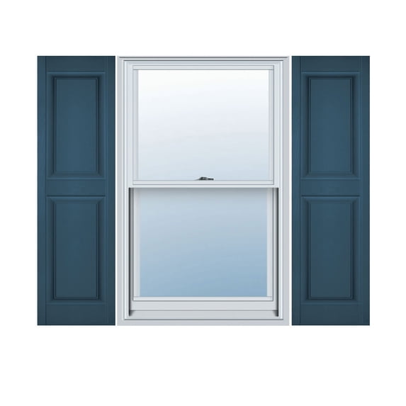 12"W x 78"H Lifetime Vinyl, Custom Two Equal Panels, Raised Panel Shutters, w/Shutter-Loks (Per Pair), Classic Blue