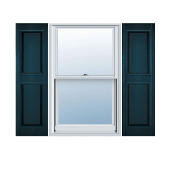 12"W x 79"H Lifetime Vinyl, Custom Two Equal Panels, Raised Panel Shutters, w/Shutter-Loks (Per Pair), Midnight Blue