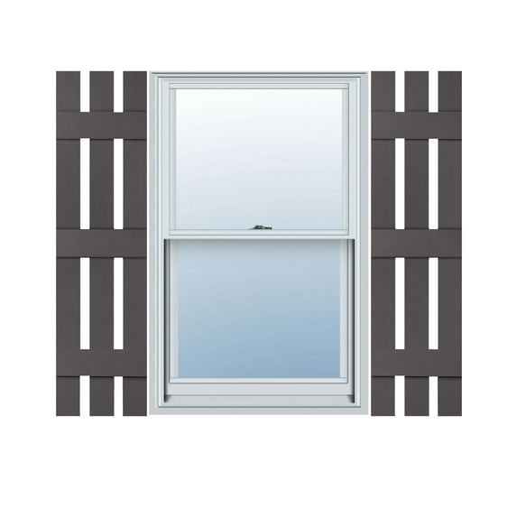 12"W x 80"H Mid-America Vinyl, Standard Size Three Board Spaced Shutters, w/Installation Shutter-Lok's & Matching Screws, 018 - Tuxedo Grey