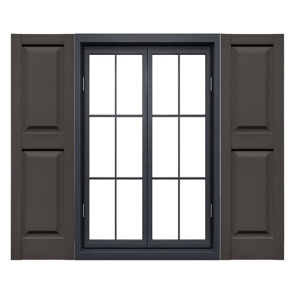 12"W x 80"H Mid-America Vinyl, Standard Size Williamsburg Double Panel Shutters, w/Installation Shutter-Lok's & Matching Screws, 018 - Tuxedo Grey