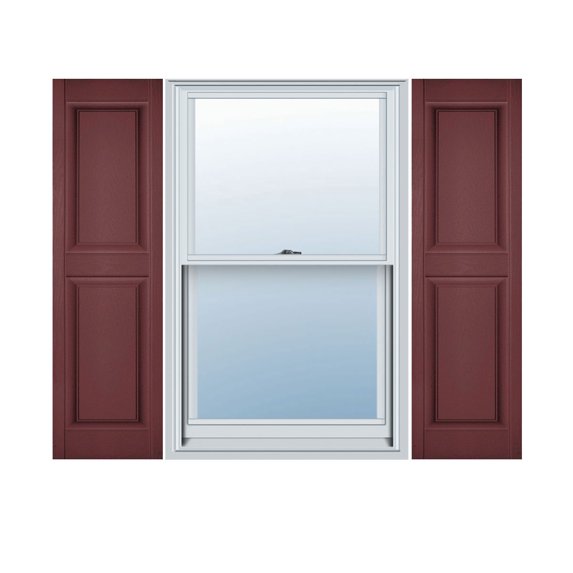 12"W x 82"H Lifetime Vinyl, Custom Two Equal Panels, Raised Panel Shutters, Wineberry