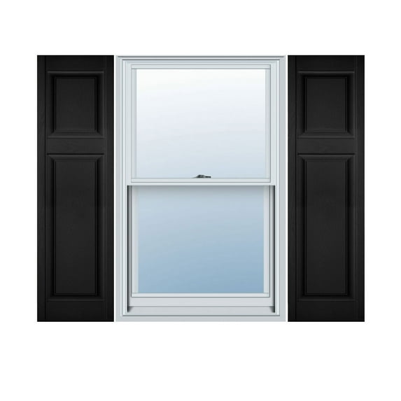12"W x 83"H Lifetime Vinyl, Custom Offset Panel, Raised Panel Shutters, Black