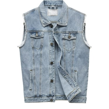 Denim Vest Jacket for Men Fashion Stretchy Trucker Sleeveless Jean Outerwear