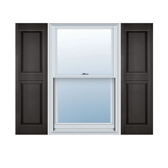 12"W x 86"H Lifetime Vinyl, Custom Two Equal Panels, Raised Panel Shutters, Musket Brown