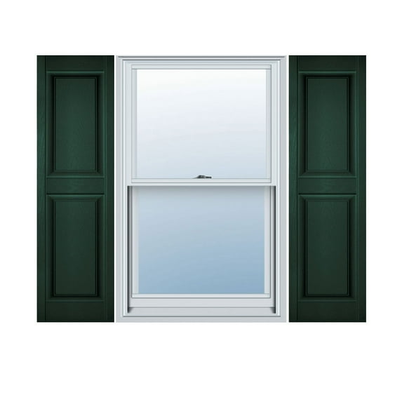 12"W x 87"H Lifetime Vinyl, Custom Two Equal Panels, Raised Panel Shutters, Midnight Green