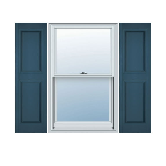12"W x 89"H Lifetime Vinyl, Custom Two Equal Panels, Raised Panel Shutters, Classic Blue