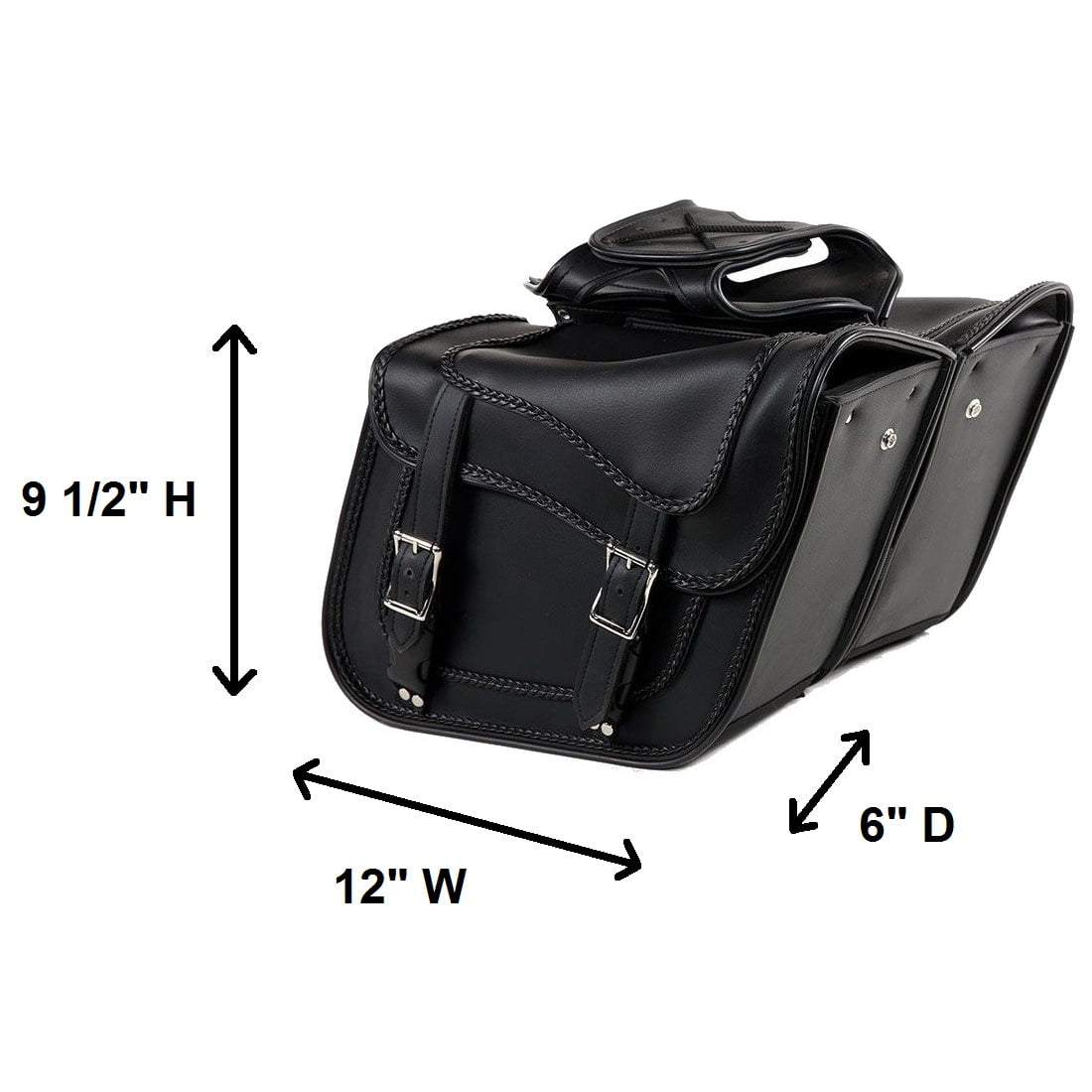 12" W x 9" H Waterproof Motorcycle Braided 2pc Saddlebags