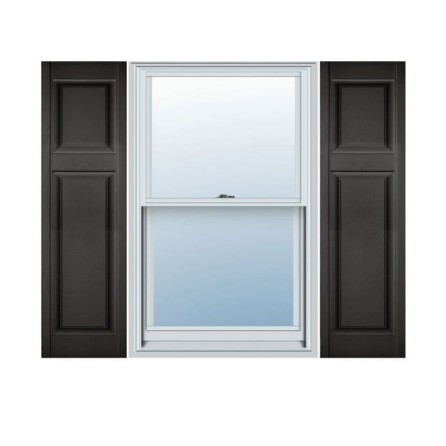 12"W x 90"H Lifetime Vinyl, Custom Offset Panel, Raised Panel Shutters, Musket Brown