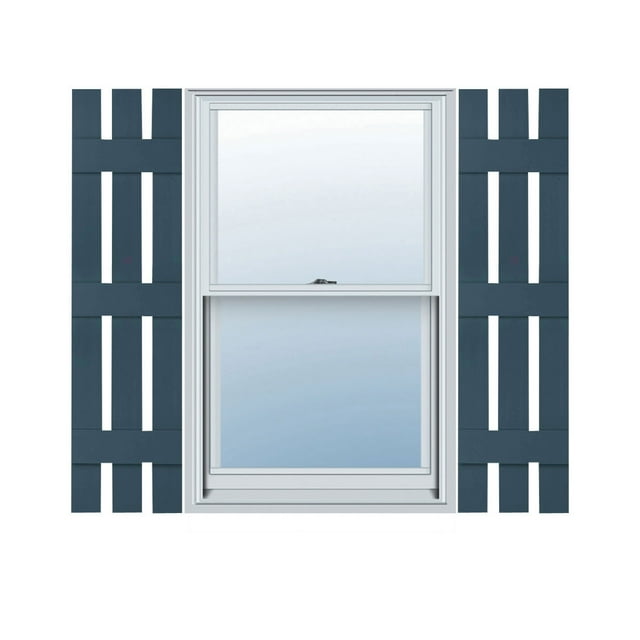 12"W x 90"H Lifetime Vinyl, Custom Three Board Spaced (3 Batten), Board-n-Batten Shutters, Classic Blue