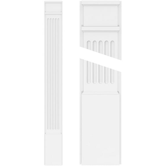 12"W x 90"H x 2"P Fluted PVC Pilaster w/Decorative Capital & Base (Pair)