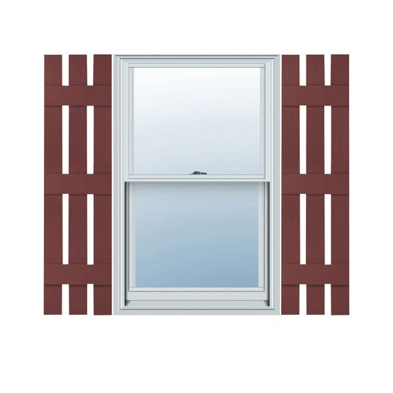 12"W x 91"H Lifetime Vinyl, Custom Three Board Spaced (3 Batten), Board-n-Batten Shutters, Wineberry