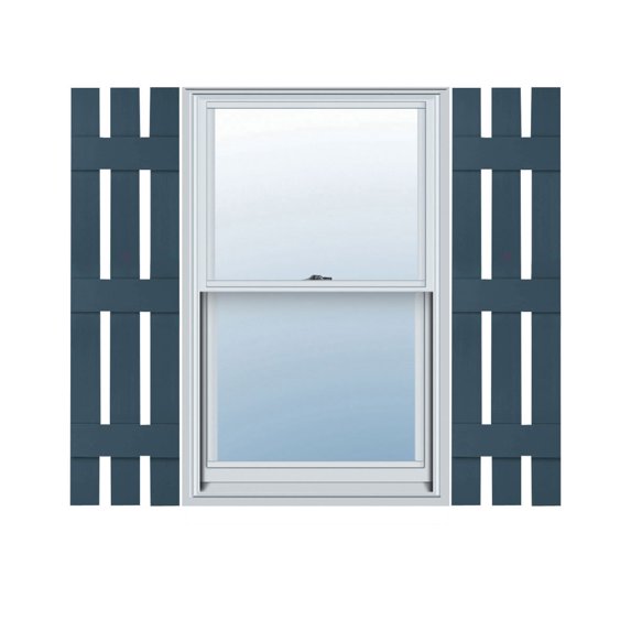 12"W x 92"H Lifetime Vinyl, Custom Three Board Spaced (3 Batten), Board-n-Batten Shutters, Classic Blue