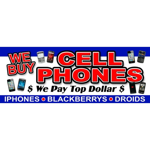 12" WE BUY CELL PHONES DECAL sticker games mobile battery smartphones