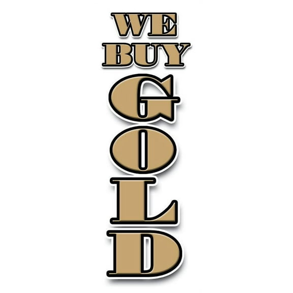12" WE BUY GOLD Vertical DECAL sticker cash coins