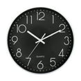 thumbnail image 1 of 12" Wall Clock Battery Operated Silent Non Ticking Round Clocks Decor, Black, White, 1 of 6