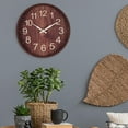 thumbnail image 1 of 12" Wall Clock Minimalism Round Dinner Decor Ornament (Dark Wood), 1 of 6