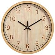 Bamboo Textured Color Numbers and Hands, Silent Wall Clock, Battery Operated, For Living Room, Bedroom and Office, 11.8  Diameter