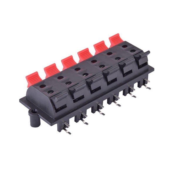 12 Way 2 Row Push Release Connector Strip Block Plate Stereo Speaker Terminal(1pcs, black red)
