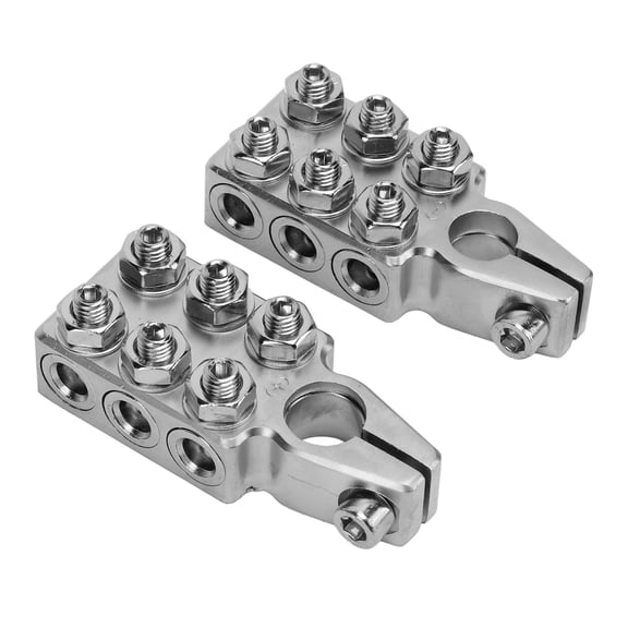 12 Way Battery Post Terminal Ends Distribution Block Bus Bar Heavy Duty Tapered Top Post Connector Clamp Kit for Cars Trucks RVs 8AWG to 4/0 XL AWG 2 Pcs