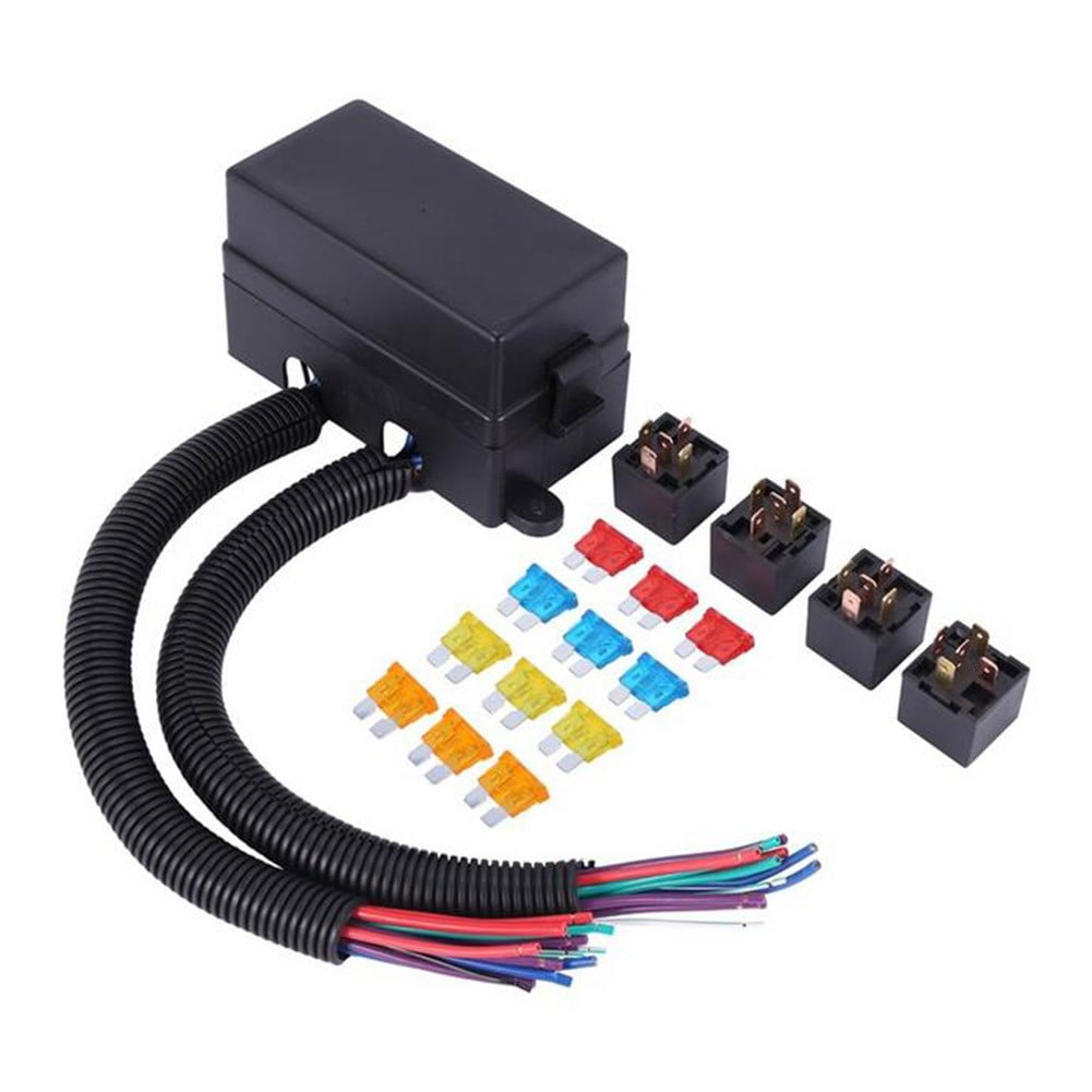 12 Way Wired Relay Box 12V Automotive 5 Pin 40A Relay and Blade Fuse
