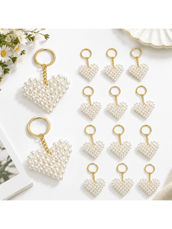 12 Wedding Favors Keychafor Guests Mini Heart Key Chabag Keyring Gifts Bulk Party Souvenirs Engagement Bridal Shower