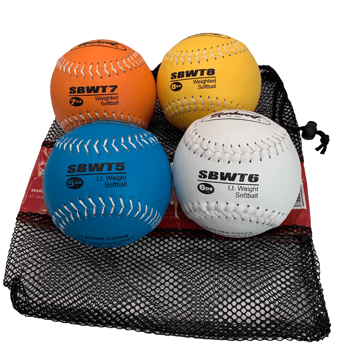 12" Weighted Softball Set with Leather Cover from Markwort - Set of 4 Balls
