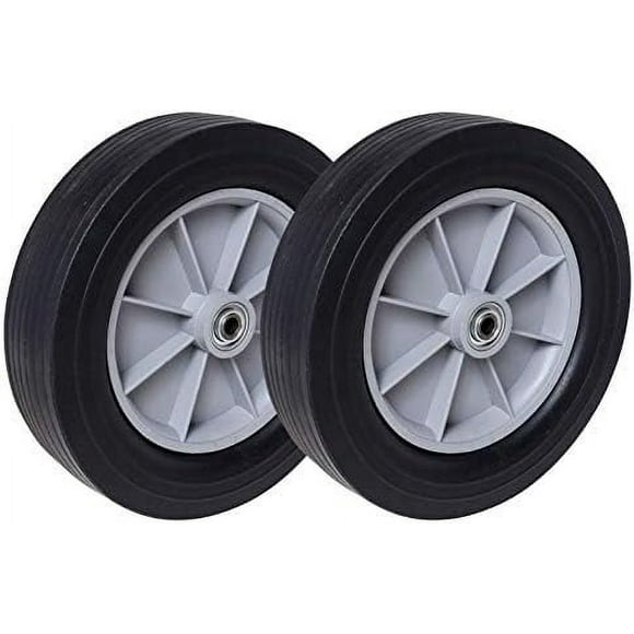 12" Wheel Set | Flat Free Solid Rubber with 3/4" Ball Bearings | For Handtrucks, Tilt Trucks, Totes, Carts, Dollies, Hoppers, Power Washers and Other Mobile Equipment
