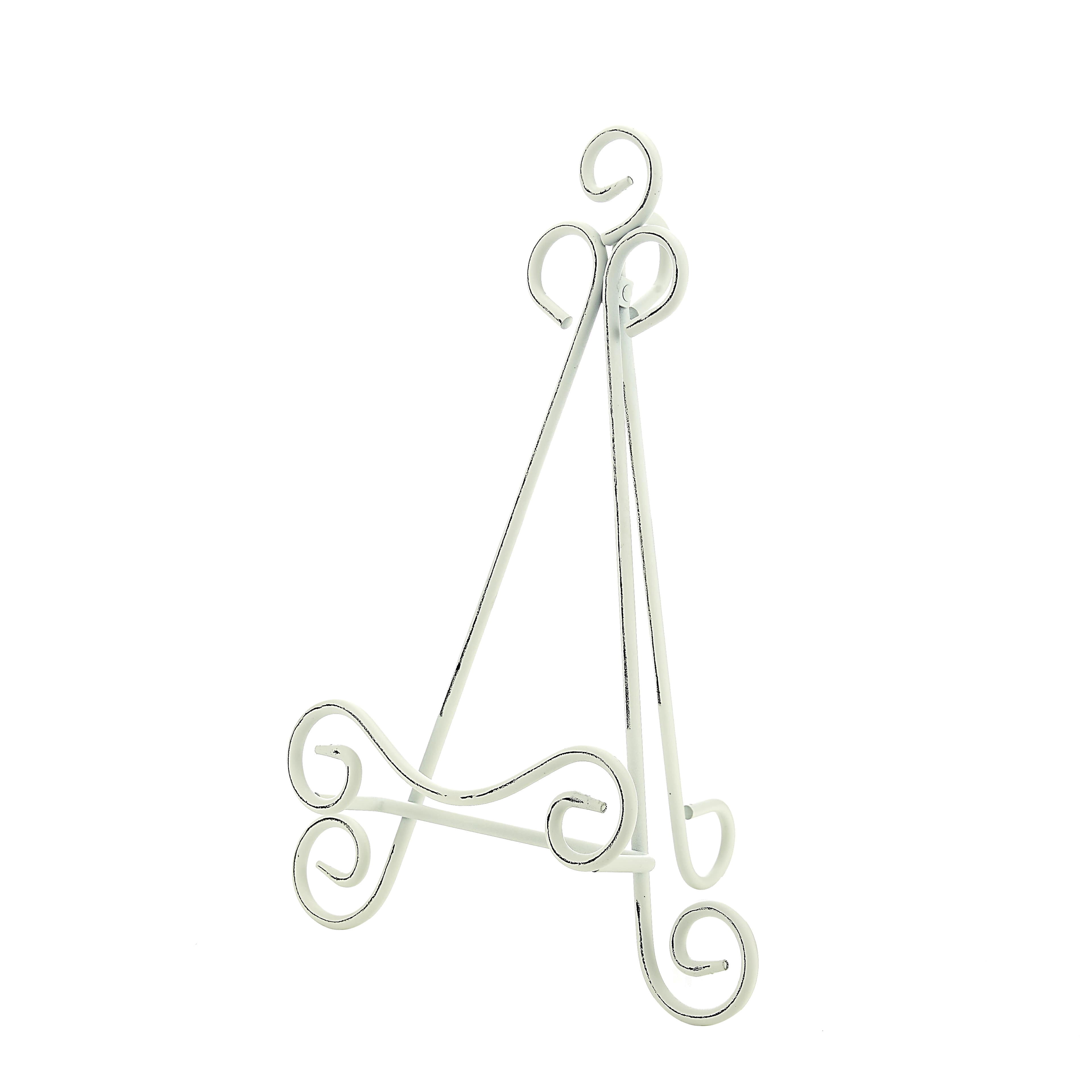 Studio Decor 12" White Distressed Easel Photo Stand - Decorative Stand for Pictures, Frames, Books, Cards, Plates - 1 Pack