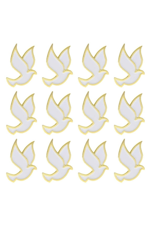 12 White Dove Lapel Pin Christian Holy Spirit , Peace Dove Pkg of 12