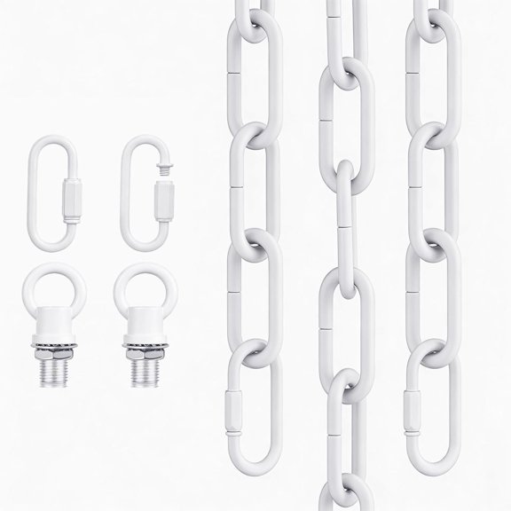 12  White Light Fixture Chain, Adjustable Metal Pendant Chandelier Chain Extension with Detachable Link, Maximum Load is 66 Pounds
