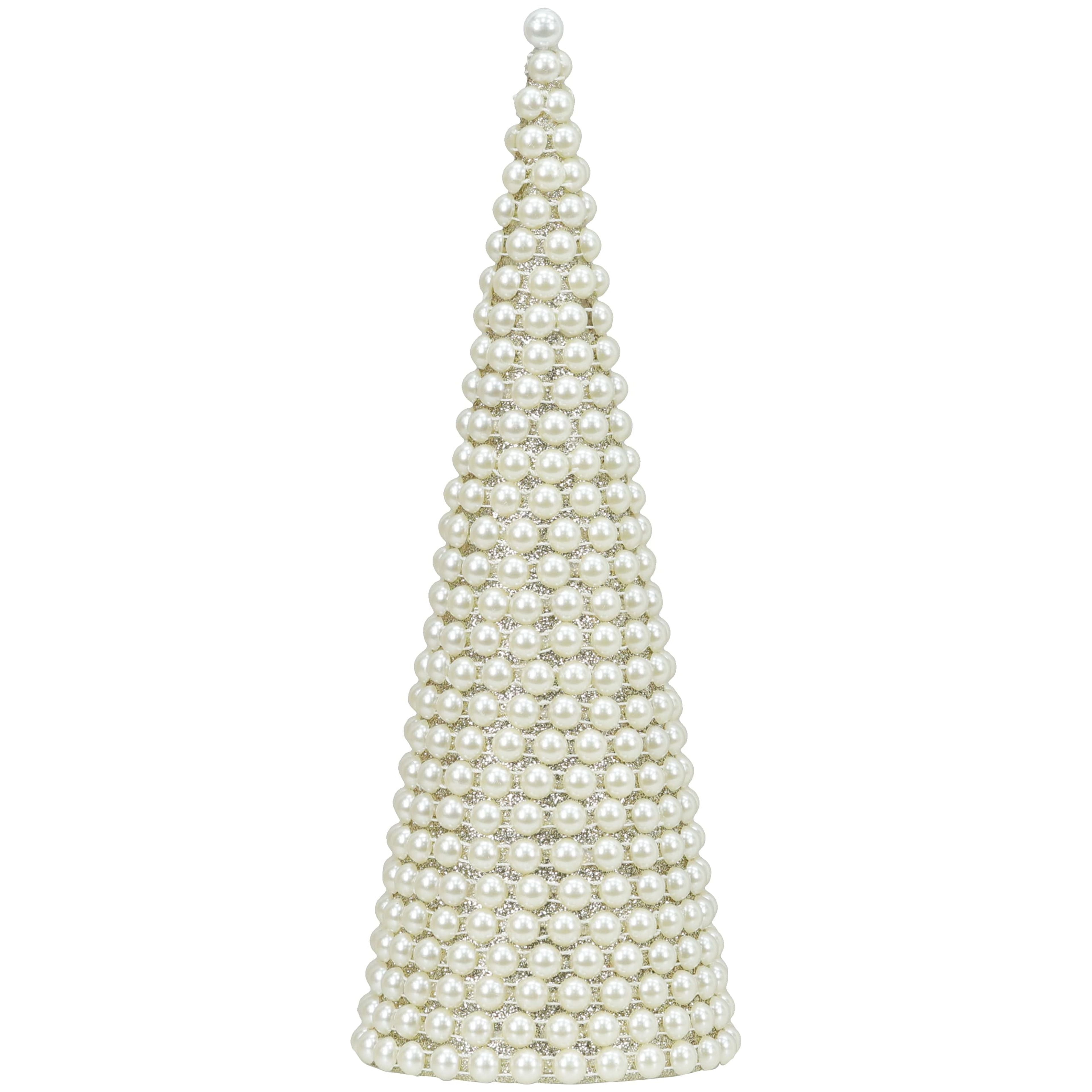 12" White Pearl Tabletop Cone Tree by Ashland®Christmas Decorations