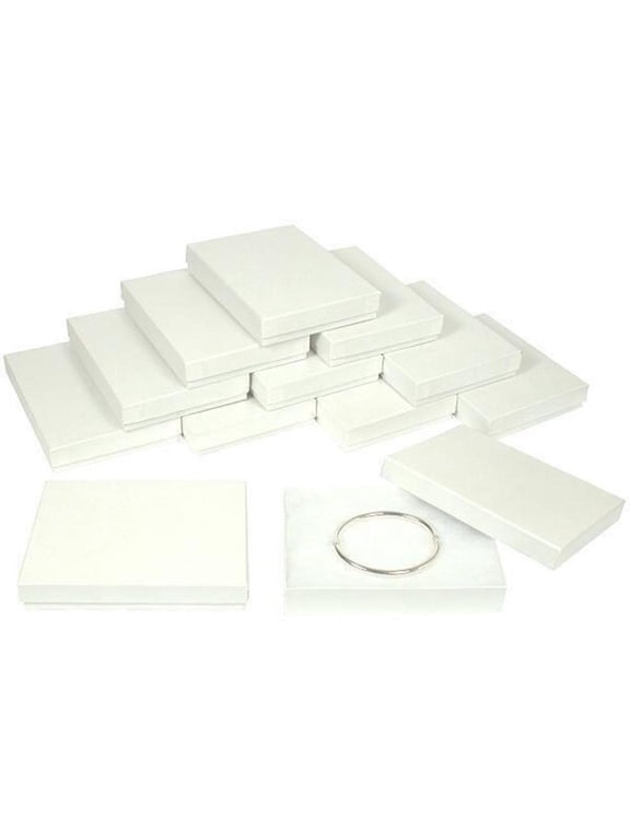 12 White Swirl Cotton Jewelry Gift Boxes Necklace Bracelet Displays 5 3/8"