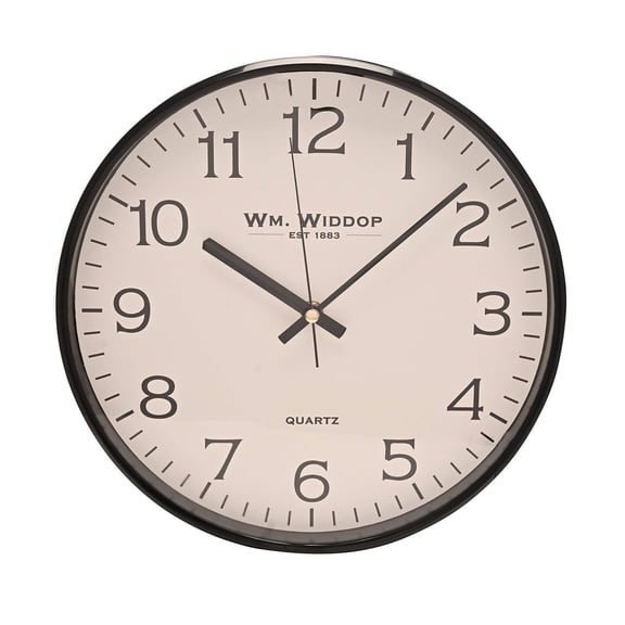 12" Widdop Slim Line Black Cased Wall Clock