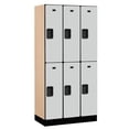 thumbnail image 1 of Salsbury Industries 2-Tier Designer Wood Locker with Three Wide Storage Units, 6-Feet High by 18-Inch Deep, Gray Grey, 1 of 3