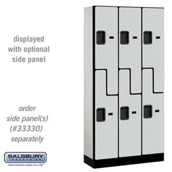 12" Wide Double Tier 'S' Style Designer Wood Locker - 3 Wide - 6 Feet High - 15 Inches Deep - Gray
