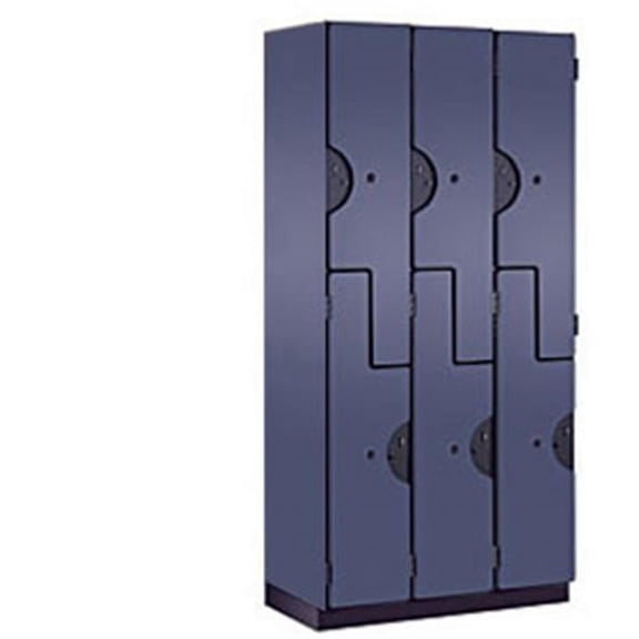 12" Wide Double Tier 'S' Style Designer Wood Locker - 3 Wide - 6 Feet High - 18 Inches Deep - Blue