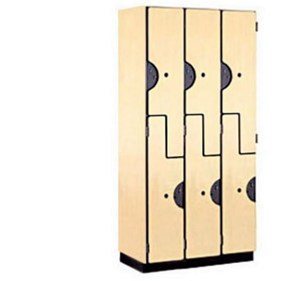 12" Wide Double Tier 'S' Style Designer Wood Locker - 3 Wide - 6 Feet High - 18 Inches Deep - Maple
