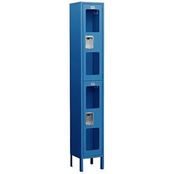 Salsbury Industries S-62165BL-U 6 ft. H x 15 in. D See-Through Metal Locker - Double Tier - 1 Wide - Unassembled - Blue