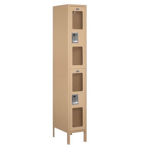 See-Through Metal Locker - Double Tier - 1 Wide - 6 Feet High - 15 Inches Deep - Tan - Unassembled