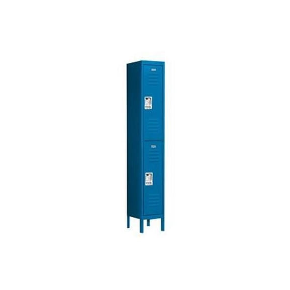 Standard Metal Locker - Double Tier - 1 Wide - 6 Feet High - 18 Inches Deep - Blue - Assembled