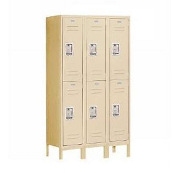 12" Wide Double Tier Standard Metal Locker - 3 Wide - 5 Feet High - 15 Inches Deep - Tan - Unassembled