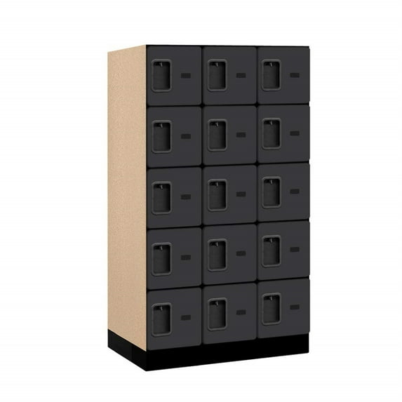 12" Wide Five Tier Box Style Designer Wood Locker - 3 Wide - 5 Feet High - 21 Inches Deep - Cherry