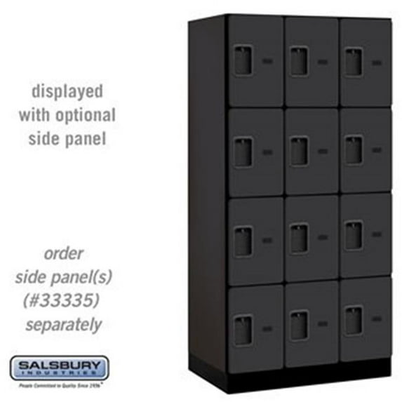 12" Wide Four Tier Designer Wood Locker - 3 Wide - 6 Feet High - 21 Inches Deep - Black