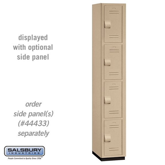 12" Wide Four Tier Heavy Duty Plastic Locker - 1 Wide - 6 Feet High - 18 Inches Deep - Tan