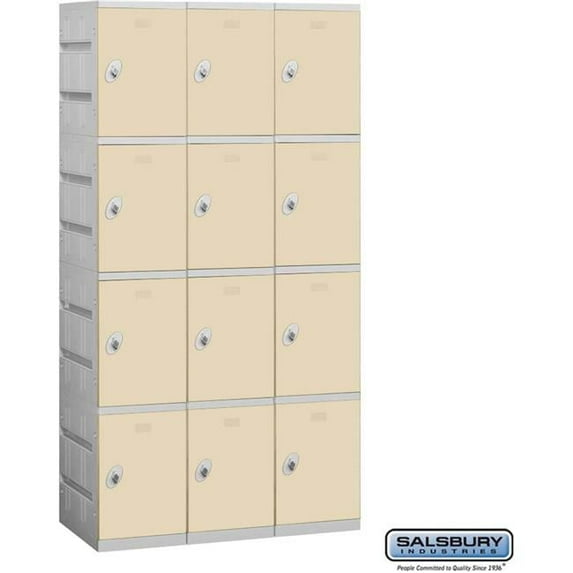Salsbury Industries B1352627 3 in. Four Tier Unassembled Plastic Locker, Tan - 12.75 x 18 x 18.25 in.