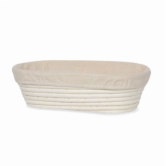 12" Wide Oblong Banneton Proofing Basket with Cloth Liner – Premium Artisan Rattan Bread Proofing Basket for Sourdough, Artisan Bread Baking, Brotform Dough Rising by The Lucky Clover Trading
