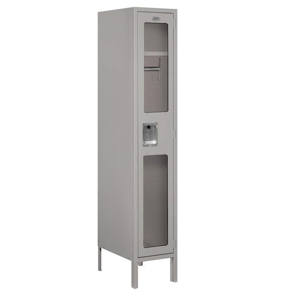 12" Wide Single Tier See-Through Metal Locker - 1 Wide - 5 Feet High - 18 Inches Deep - Gray - Assembled