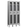 thumbnail image 1 of 12" Wide Single Tier See-Through Metal Locker - 3 Wide - 6 Feet High - 12 Inches Deep - Gray - Unassembled, 1 of 3